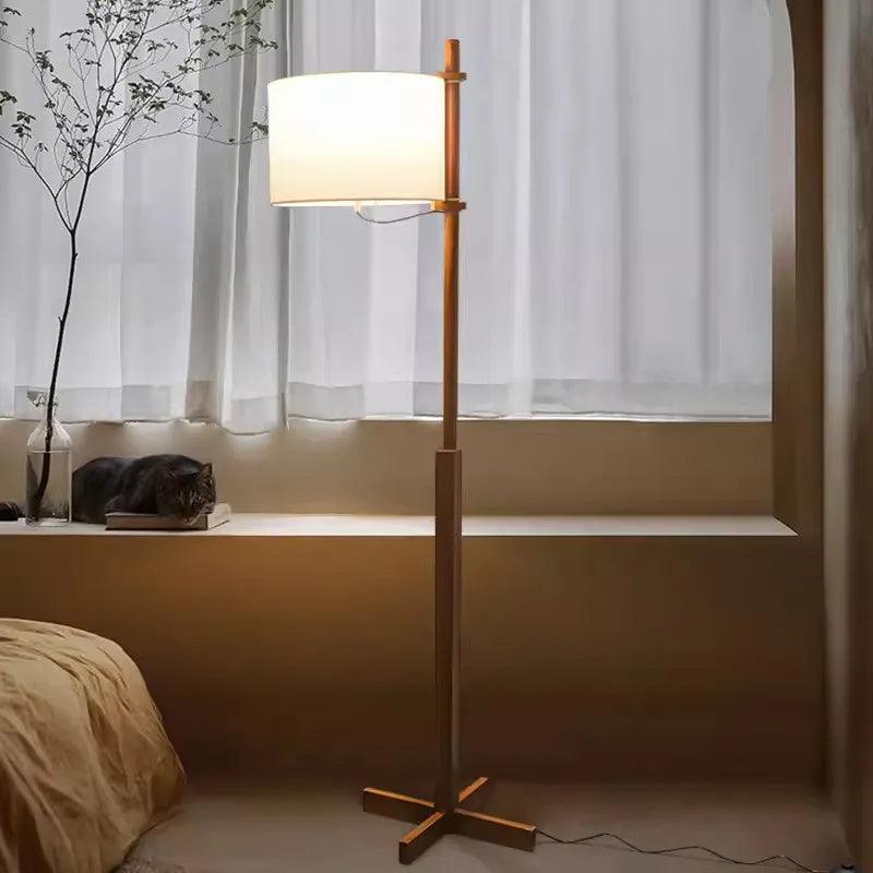 Modern Solid Wood Fabric Shade Floor Lamp │ Nordic LED Home Corner Standing Light - Besontique Home