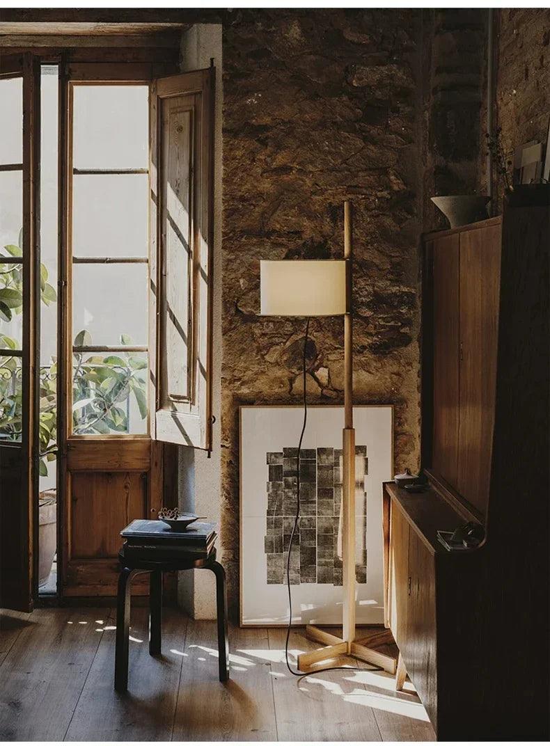 Modern Solid Wood Fabric Shade Floor Lamp │ Nordic LED Home Corner Standing Light - Besontique Home
