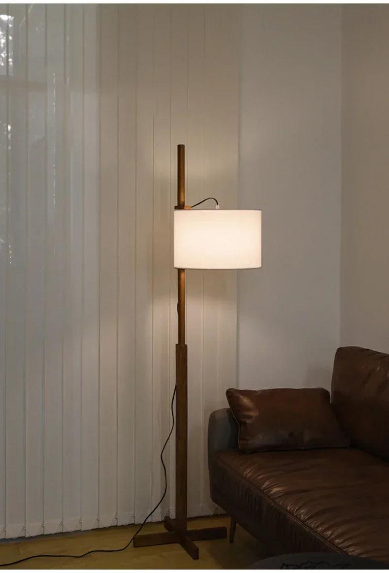 Modern Solid Wood Fabric Shade Floor Lamp │ Nordic LED Home Corner Standing Light - Besontique Home