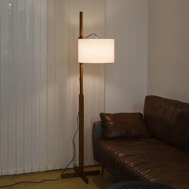 Modern Solid Wood Fabric Shade Floor Lamp │ Nordic LED Home Corner Standing Light - Besontique Home