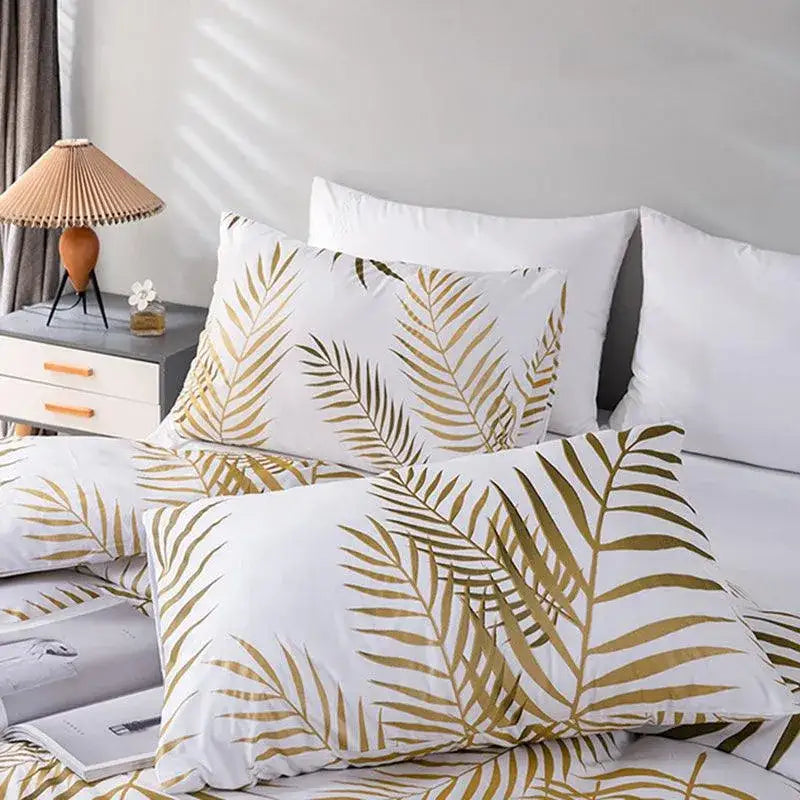 modern-style-gold-green-botanical-print-bedding-set-high-quality-soft-comfortable-bed-duvet-cover-pillow-case-besontique-home-58511 - Besontique Home