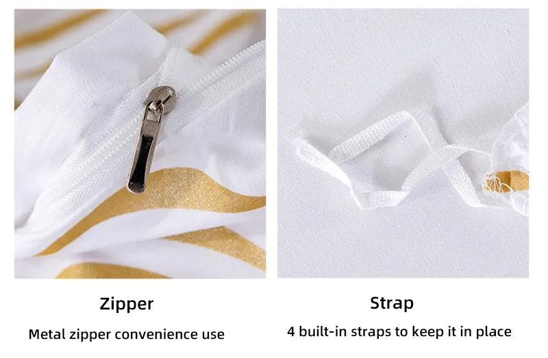 Modern Style Gold Green Botanical Print Bedding Set │ High Quality Soft Comfortable Bed Duvet cover Pillow case - Besontique Home