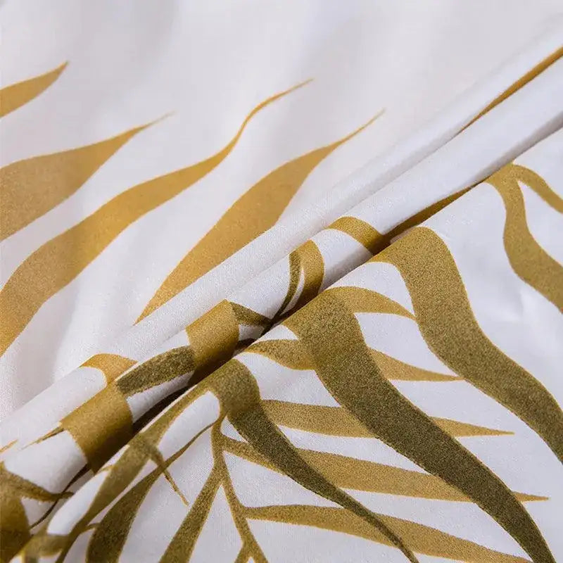 modern-style-gold-green-botanical-print-bedding-set-high-quality-soft-comfortable-bed-duvet-cover-pillow-case-besontique-home-72300 - Besontique Home