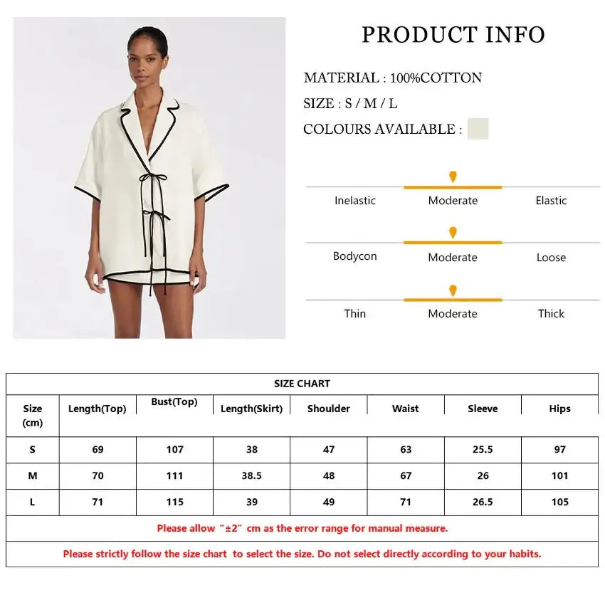 modern-style-half-sleeve-short-skirt-2-piece-pajama-set-minimal-beige-cotton-homewear-sleepwear-besontique-home-62171 - Besontique Home