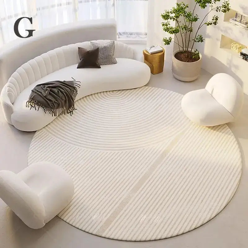 modern-style-round-decorative-rug-neutral-tone-large-plush-carpet-minimal-simple-lounge-floor-mat-besontique-home-45567 - Besontique Home