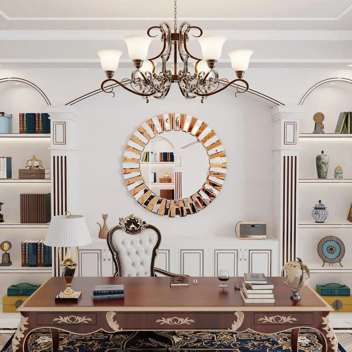 modern-sunburst-round-wall-mounted-mirror-beveled-edge-glass-decorative-wall-hanging-mirror-besontique-home-19215 - Besontique Home