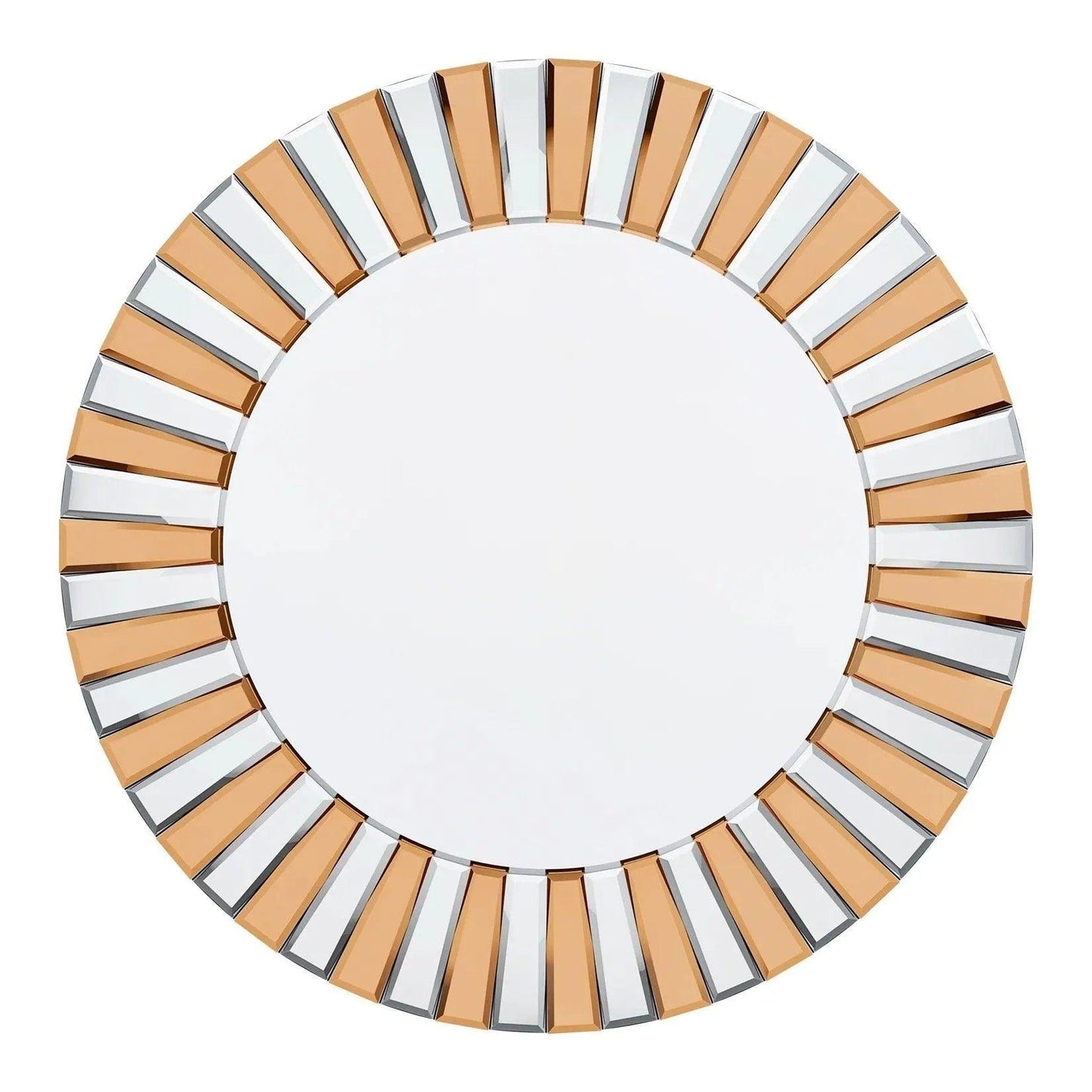 Modern Sunburst Round Wall Mounted Mirror │ Beveled Edge Glass Decorative Wall Hanging Mirror - Besontique Home