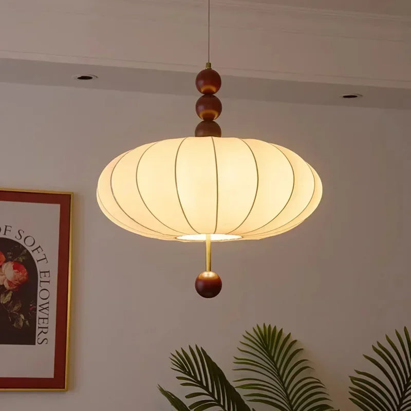 Modern Vintage Cloth Pendant Ceiling Light │ Japandi Retro Chandelier Hanging Lamp - Besontique Home