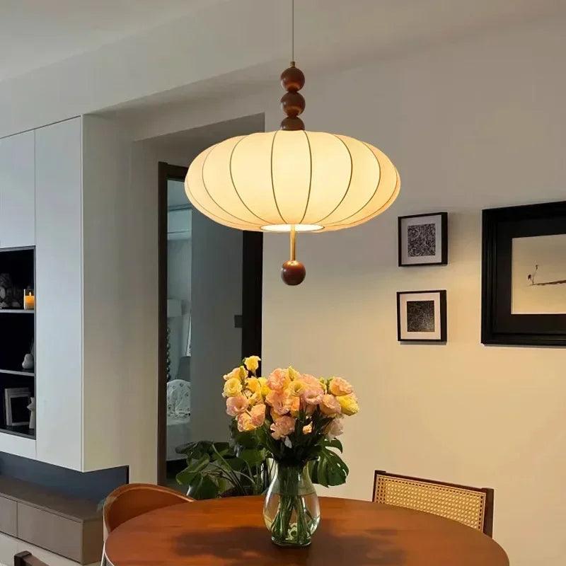 Modern Vintage Cloth Pendant Ceiling Light │ Japandi Retro Chandelier Hanging Lamp - Besontique Home