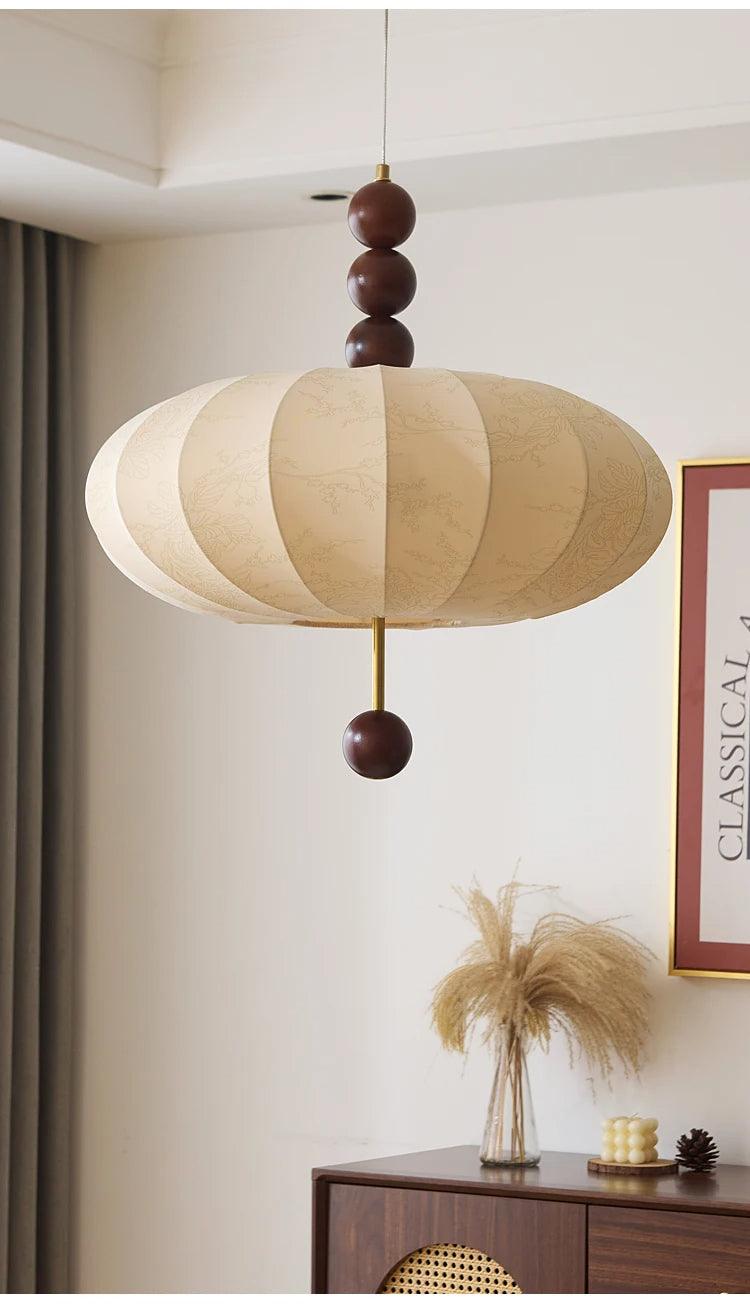 Modern Vintage Cloth Pendant Ceiling Light │ Japandi Retro Chandelier Hanging Lamp - Besontique Home