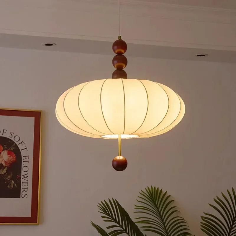 Modern Vintage Cloth Pendant Ceiling Light │ Japandi Retro Chandelier Hanging Lamp - Besontique Home