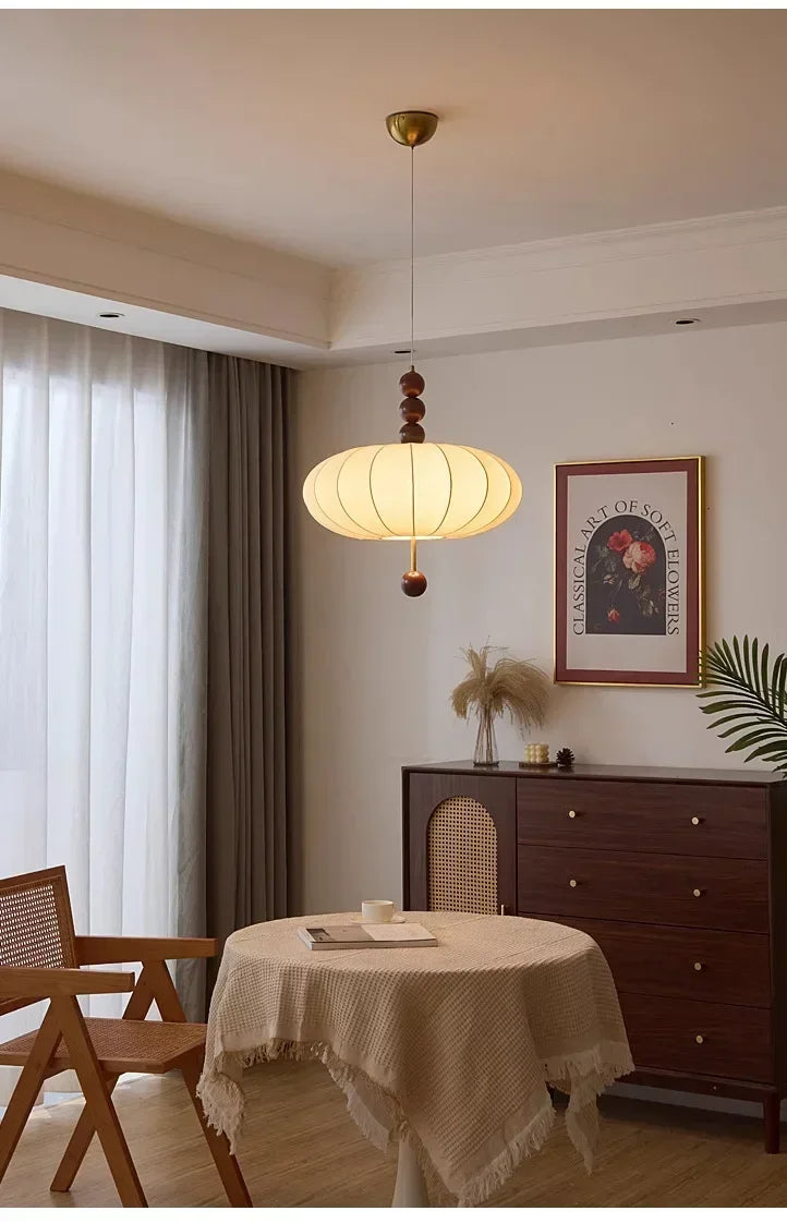 Modern Vintage Cloth Pendant Ceiling Light │ Japandi Retro Chandelier Hanging Lamp - Besontique Home
