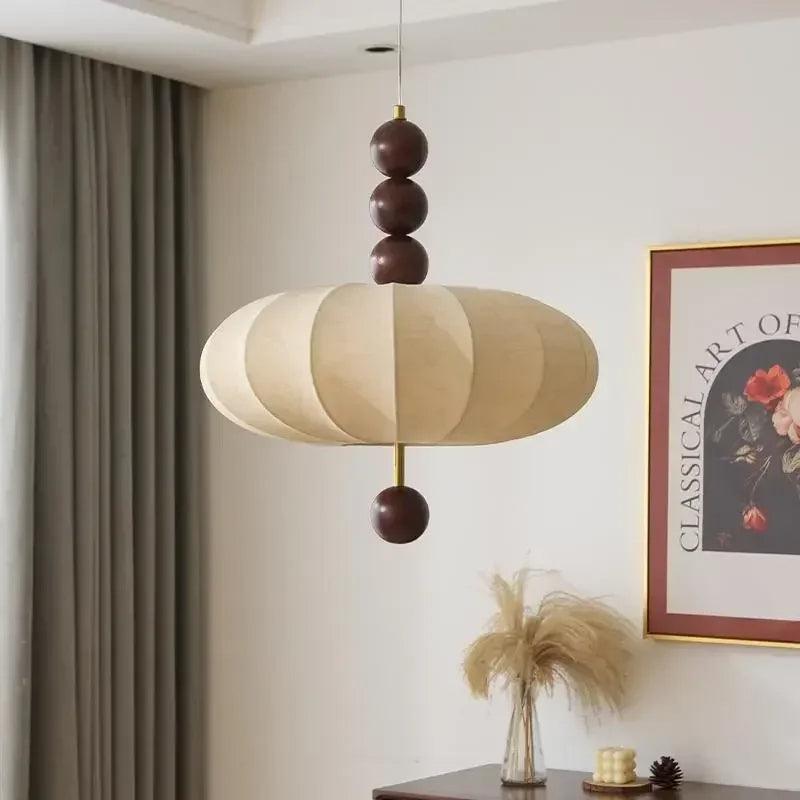 Modern Vintage Cloth Pendant Ceiling Light │ Japandi Retro Chandelier Hanging Lamp - Besontique Home