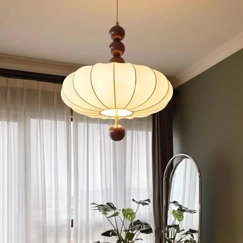 Modern Vintage Cloth Pendant Ceiling Light │ Japandi Retro Chandelier Hanging Lamp - Besontique Home