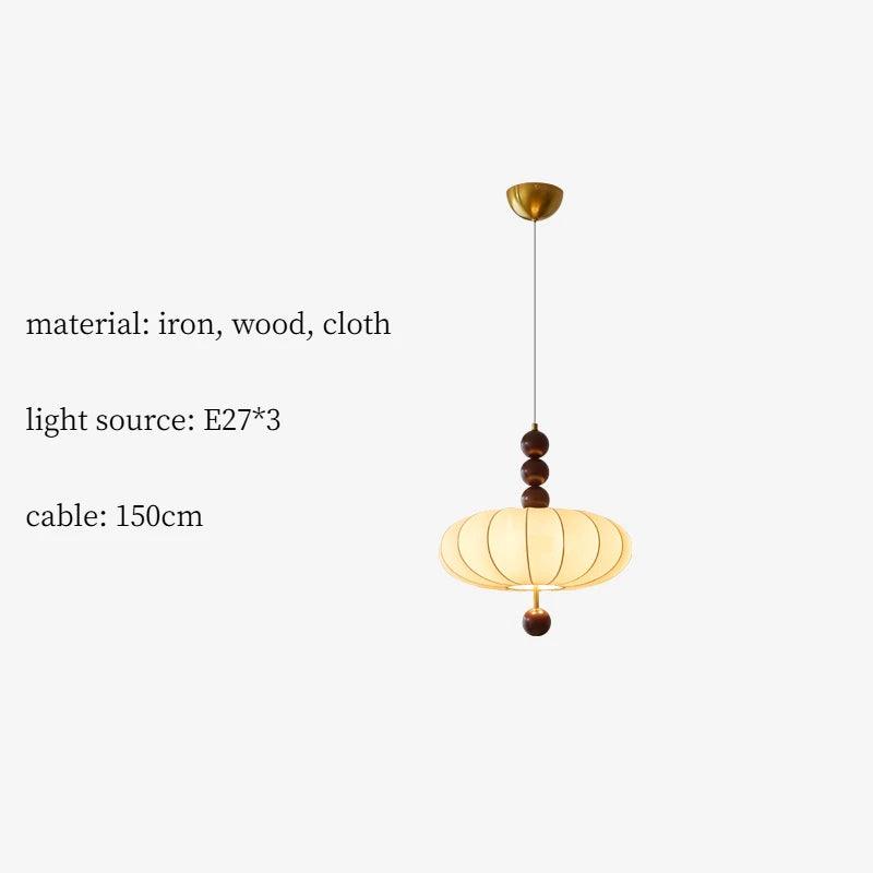 Modern Vintage Cloth Pendant Ceiling Light │ Japandi Retro Chandelier Hanging Lamp - Besontique Home
