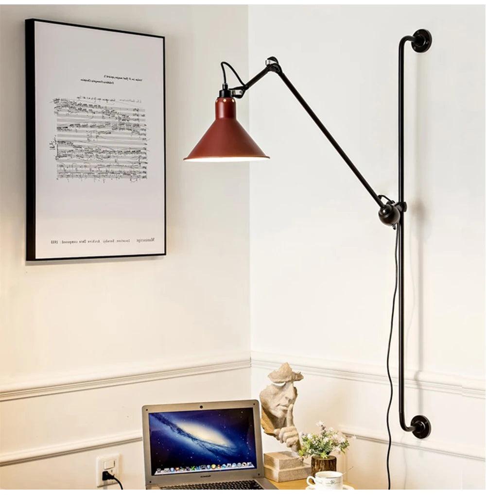 Modern Vintage Swing Arm Wall Lamp │ Nordic Industrial LED Rotating Metal Hanging Light - Besontique Home