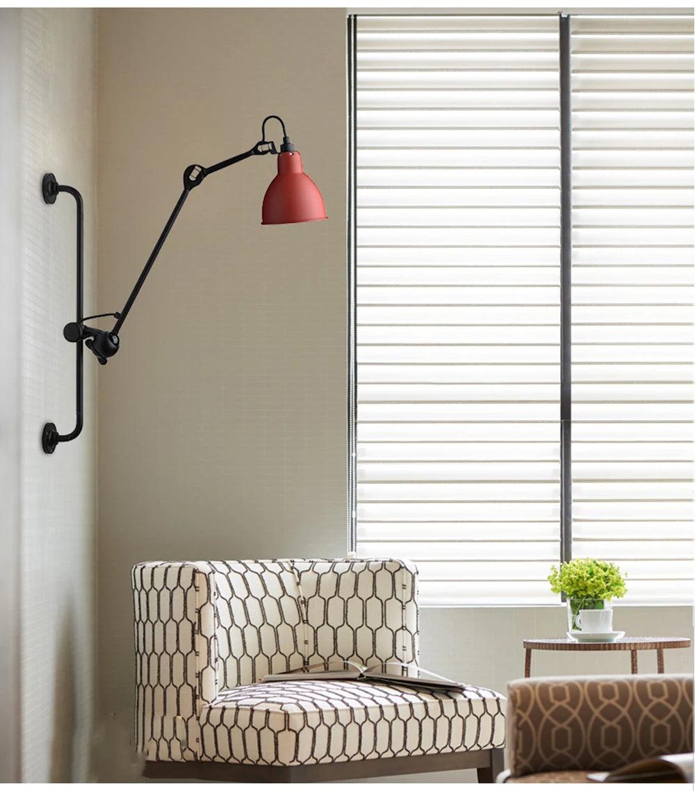 Modern Vintage Swing Arm Wall Lamp │ Nordic Industrial LED Rotating Metal Hanging Light - Besontique Home