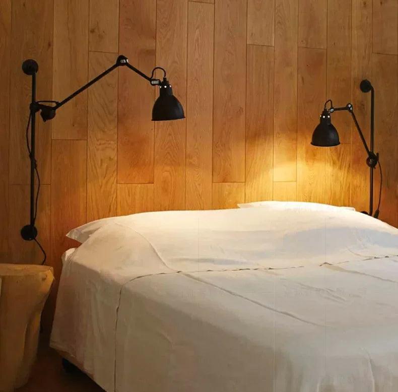 Modern Vintage Swing Arm Wall Lamp │ Nordic Industrial LED Rotating Metal Hanging Light - Besontique Home
