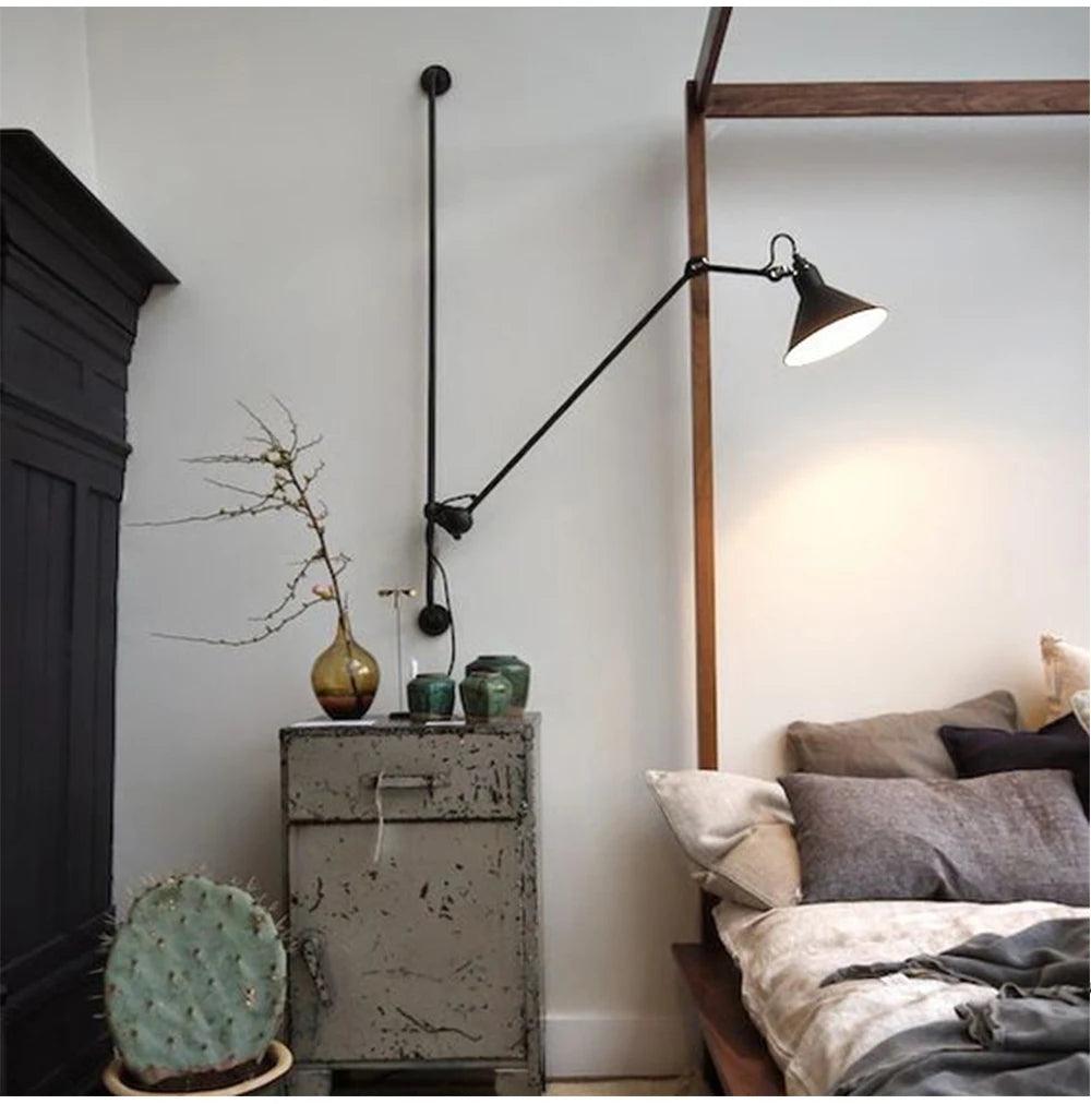Modern Vintage Swing Arm Wall Lamp │ Nordic Industrial LED Rotating Metal Hanging Light - Besontique Home