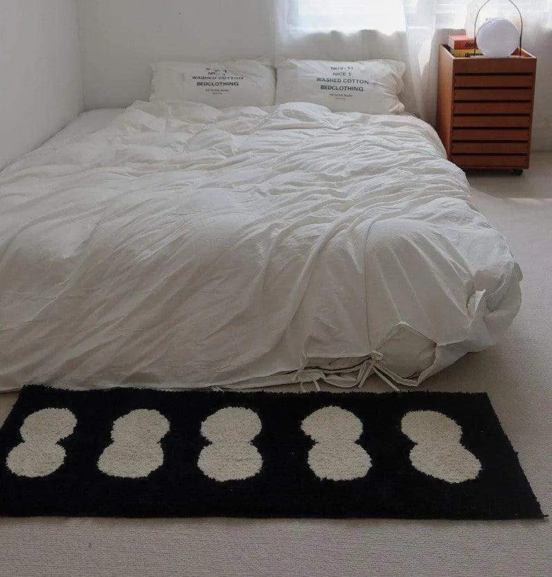 Modern Vintage Tufting Black / White / Brown Geometric Pattern Bedside Rug │ Soft Long Decorative Carpet For Home Decor - Besontique Home