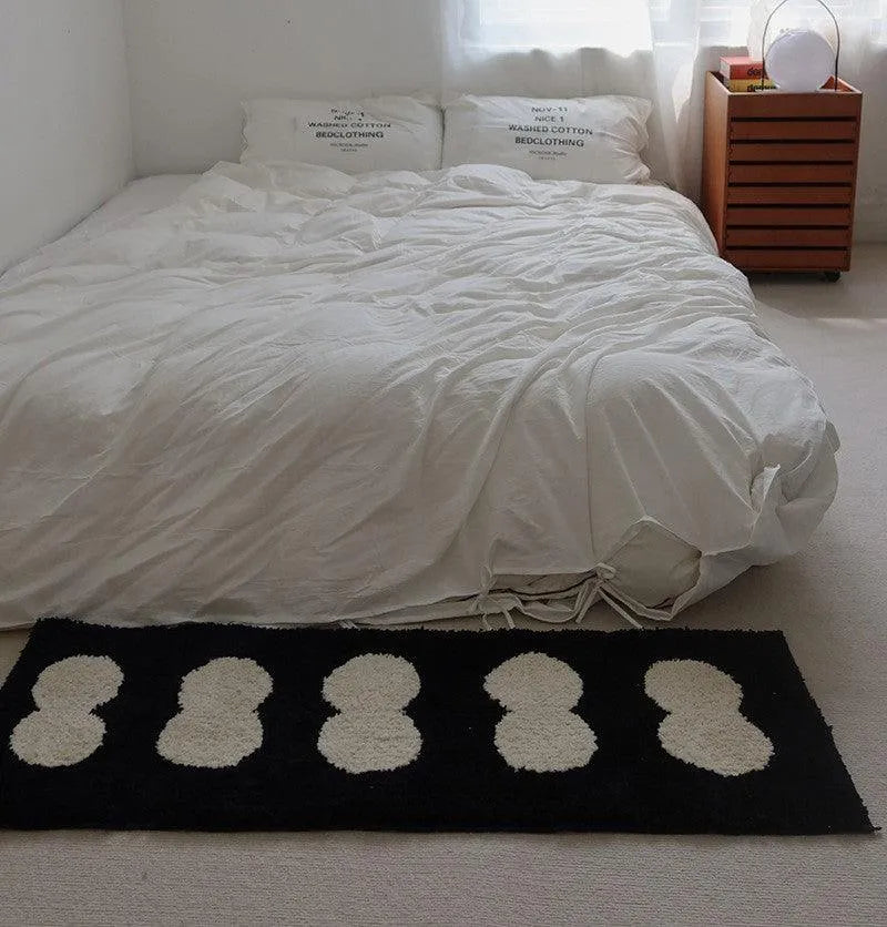 Modern Vintage Tufting Black / White / Brown Geometric Pattern Bedside Rug │ Soft Long Decorative Carpet For Home Decor - Besontique Home