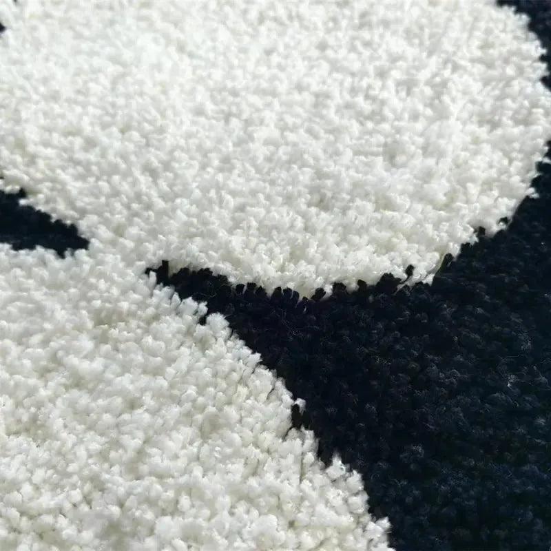 Modern Vintage Tufting Black White Rug │ Soft Aesthetic Floor Carpet Doormat │ For Home Living Room Decor - Besontique Home