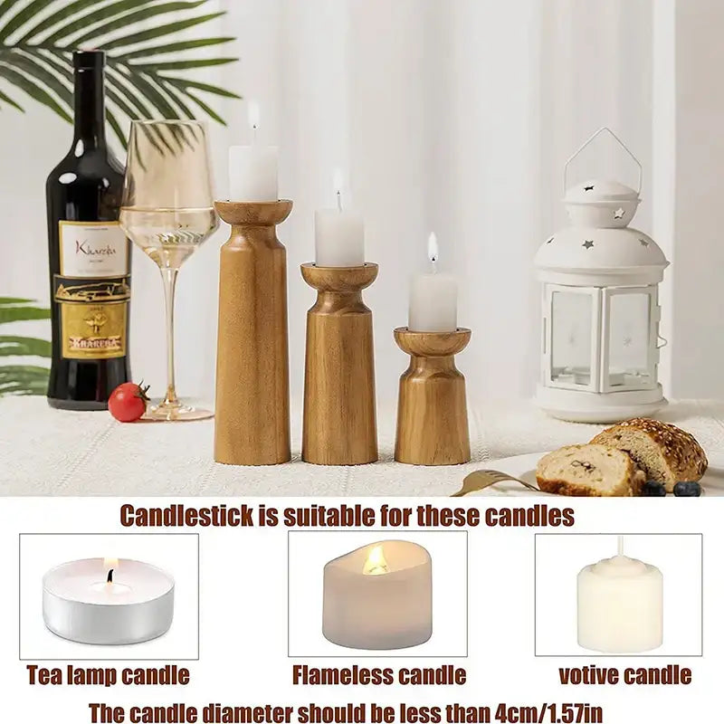 natural-wooden-candlesticks-candle-holder-set-modern-retro-vintage-candle-stand-besontique-home-28886 - Besontique Home
