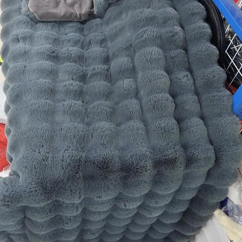 Neutral Luxury Fur Fluffy Blanket │ Super Comfortable Blankets for Bed │ High-end Warm Winter Blanket for Sofa Couch Decor - Besontique Home