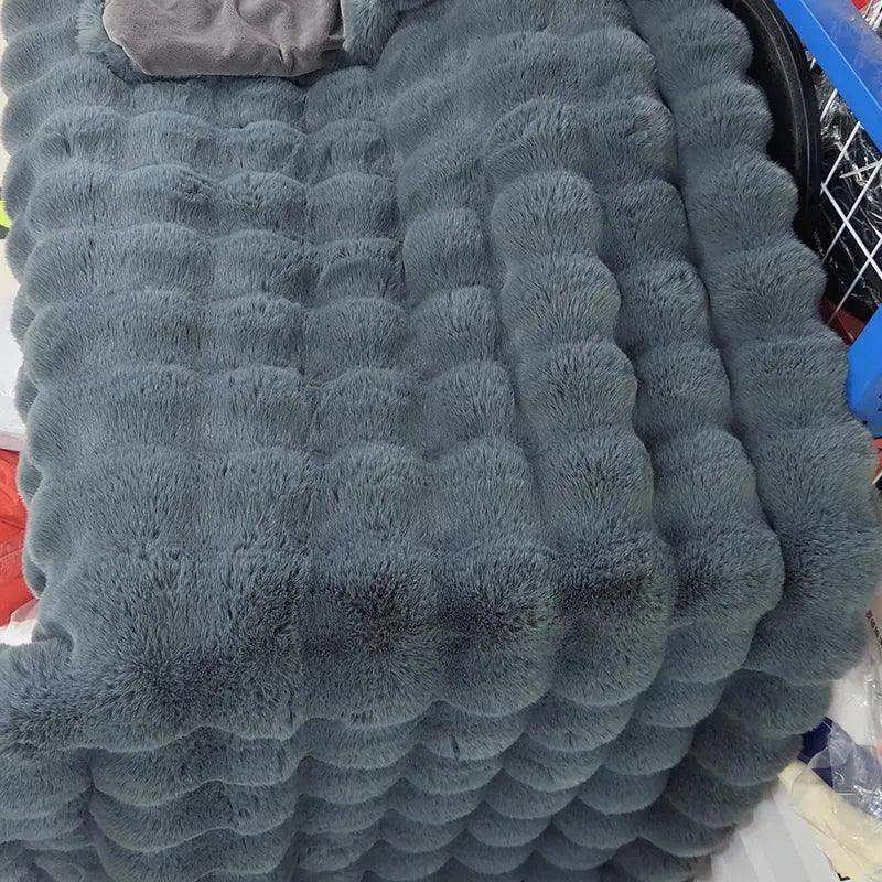 Neutral Luxury Fur Fluffy Blanket │ Super Comfortable Blankets for Bed │ High-end Warm Winter Blanket for Sofa Couch Decor - Besontique Home