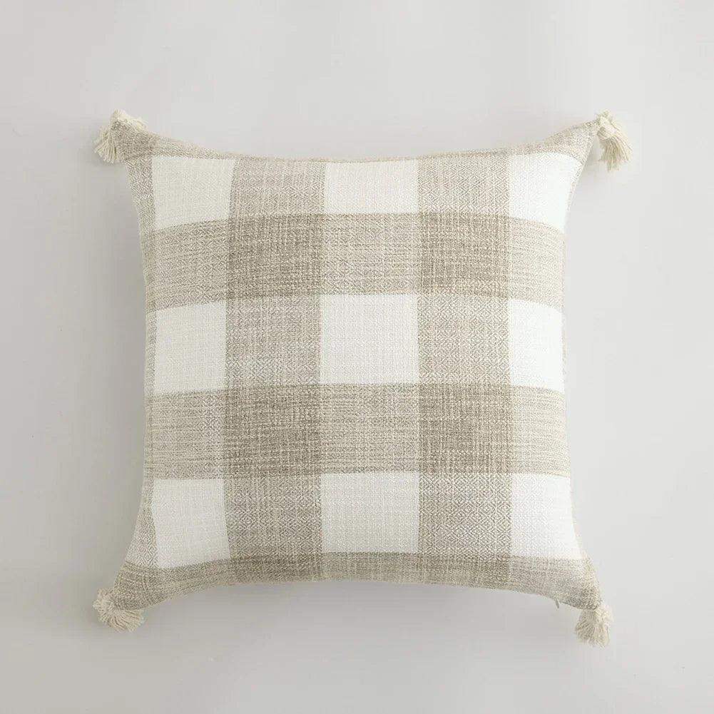 Nordic Beige Khaki Plaid Striped Cushion Cover │ Minimal Home Throw Pillow Covers - Besontique Home