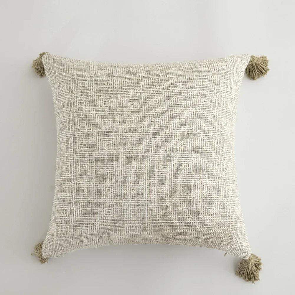 Nordic Beige Khaki Plaid Striped Cushion Cover │ Minimal Home Throw Pillow Covers - Besontique Home