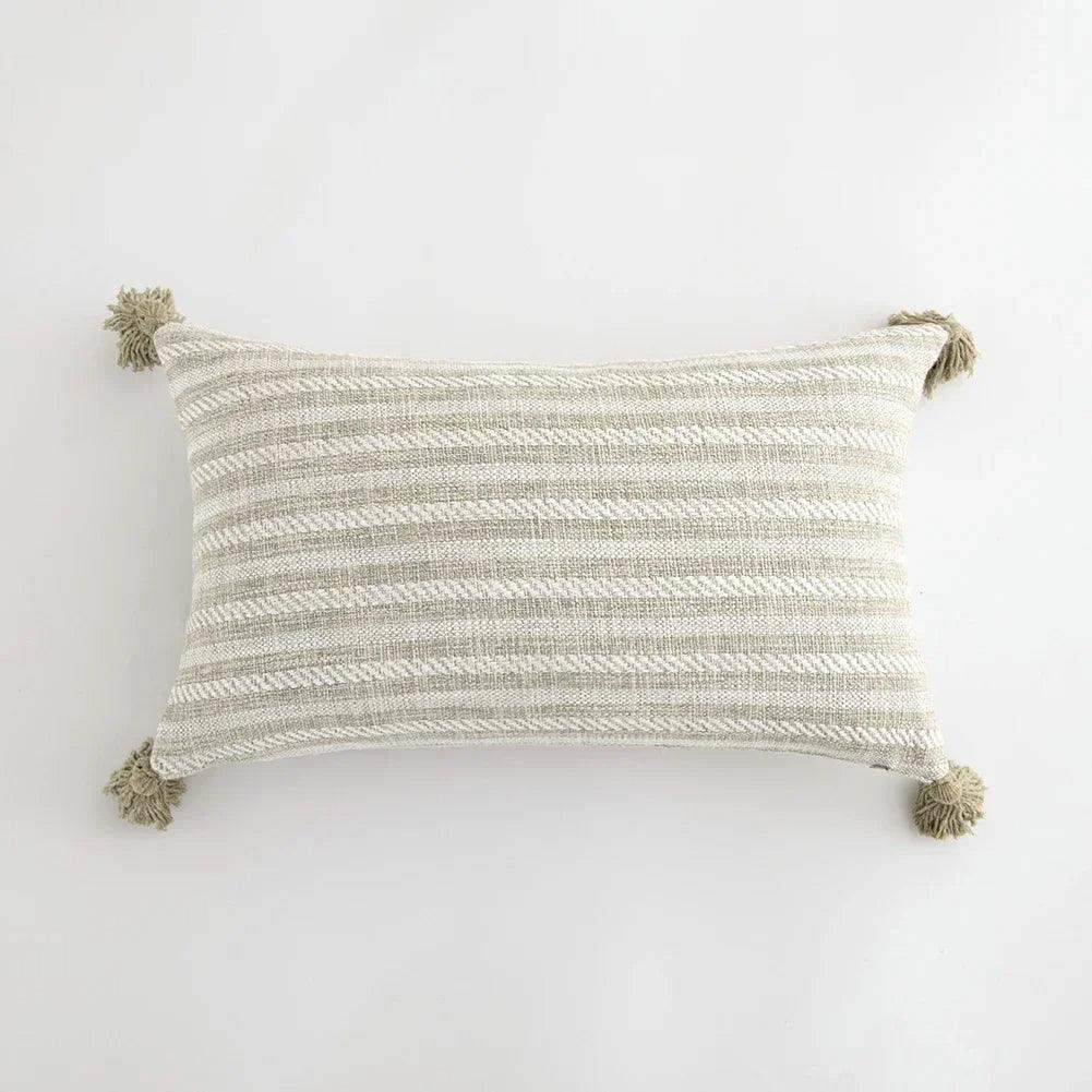 Nordic Beige Khaki Plaid Striped Cushion Cover │ Minimal Home Throw Pillow Covers - Besontique Home