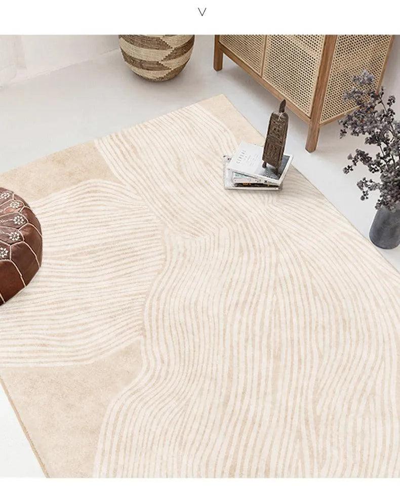 Nordic Boho Beige Geometric Home Floor Carpet │ Minimal Line Decor Luxury Rug - Besontique Home