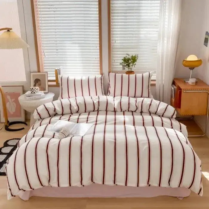 nordic-classic-stripe-pattern-bedding-set-modern-boho-cotton-bed-duvet-cover-pillow-case-besontique-home-26412 - Besontique Home