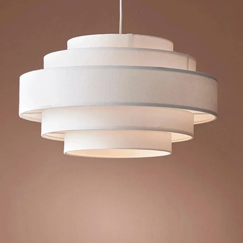 Nordic Fabric White Beige Pendant Big Ceiling Lamp Light - Besontique Home