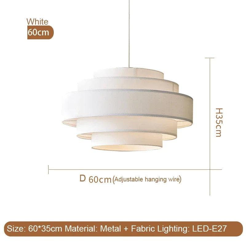 Nordic Fabric White Beige Pendant Big Ceiling Lamp Light - Besontique Home