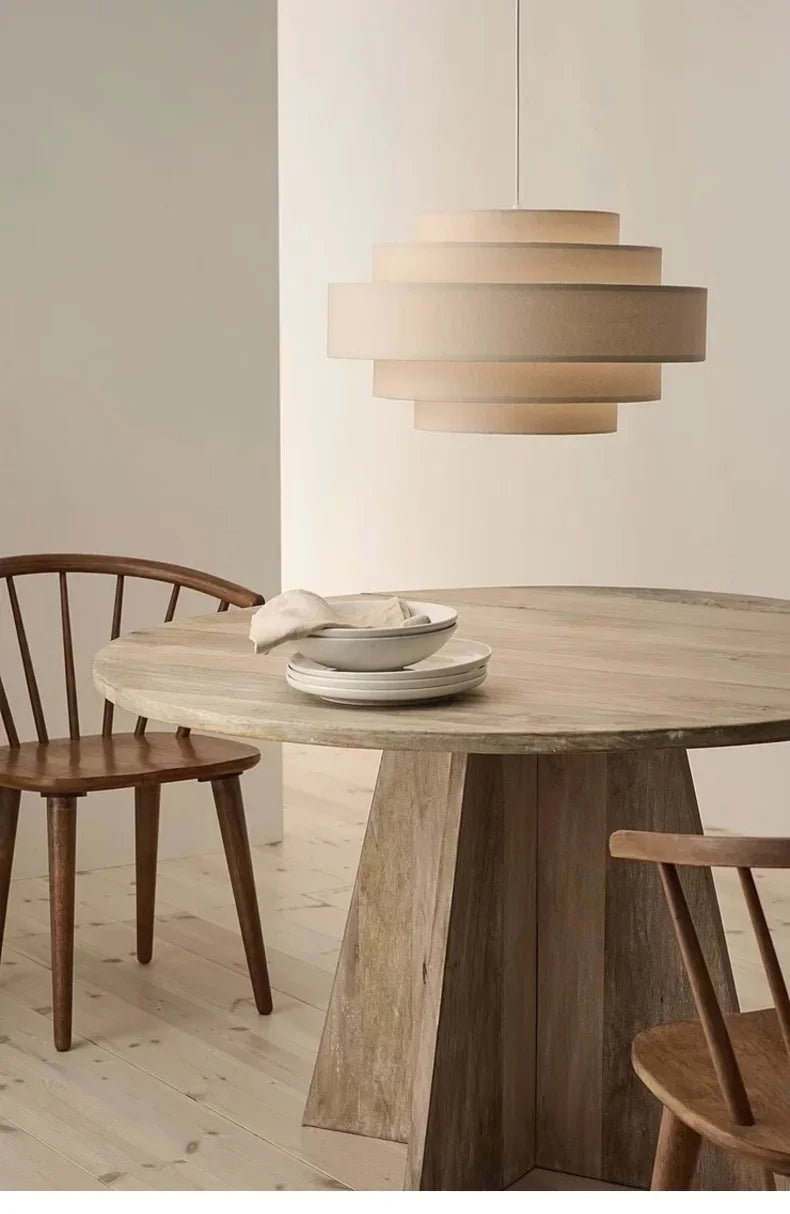 Nordic Fabric White Beige Pendant Big Ceiling Lamp Light - Besontique Home