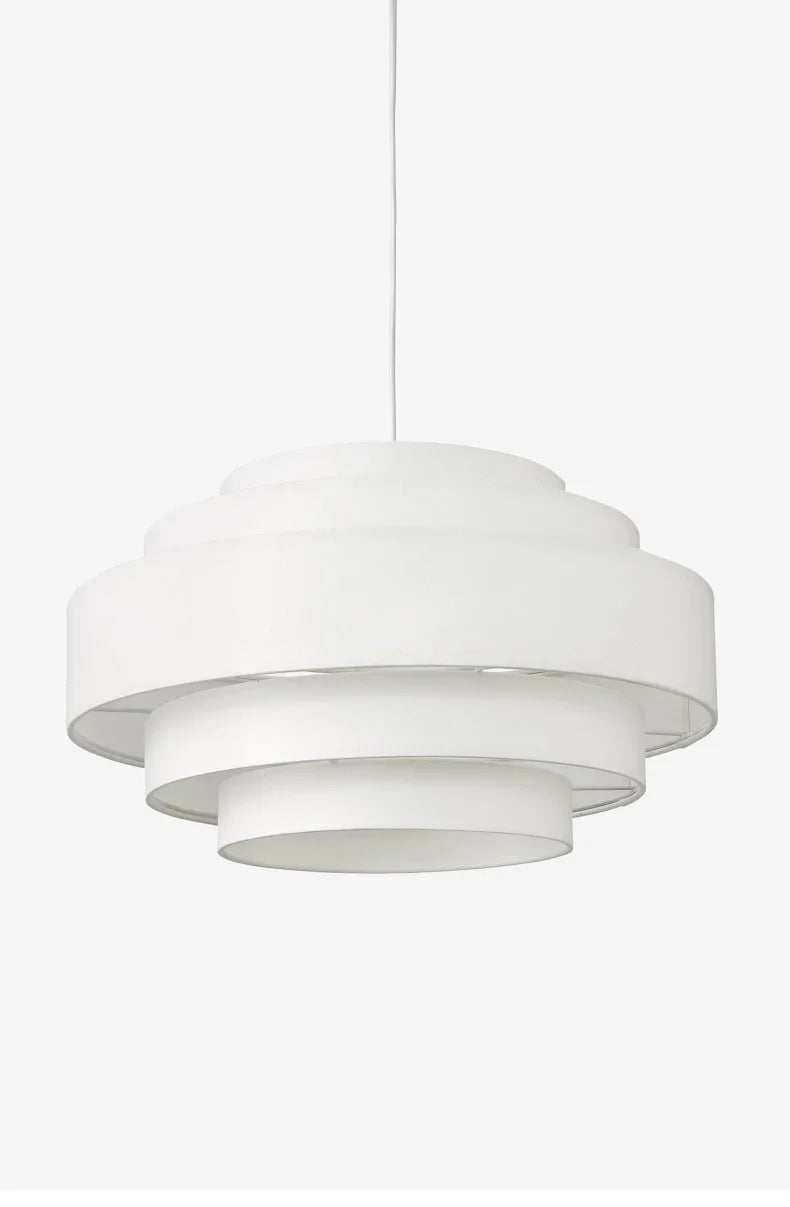 Nordic Fabric White Beige Pendant Big Ceiling Lamp Light - Besontique Home