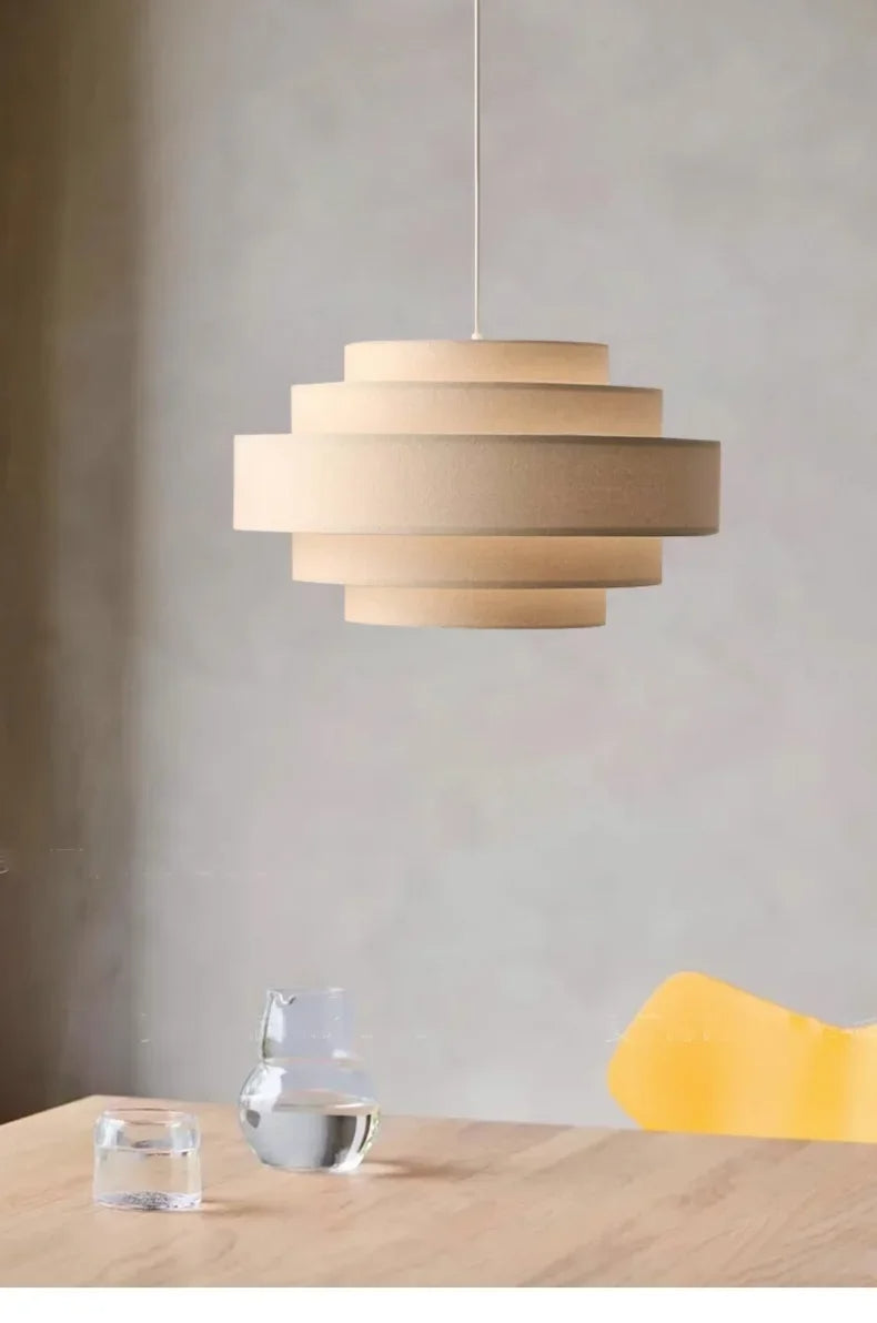 Nordic Fabric White Beige Pendant Big Ceiling Lamp Light - Besontique Home