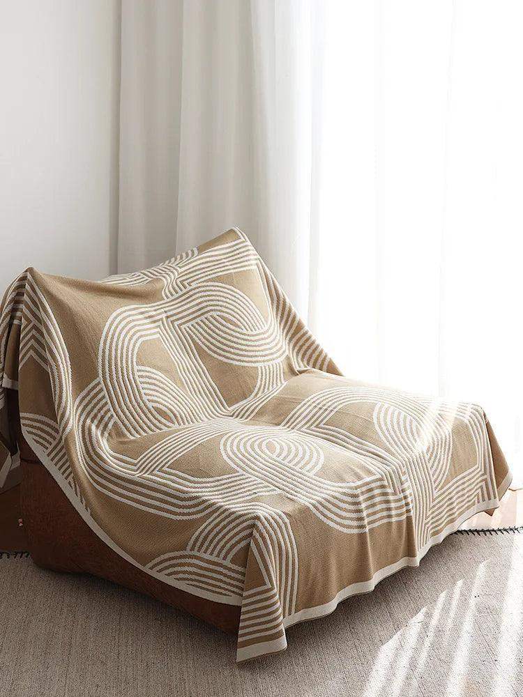 Nordic Geometric Knitted Reversible Blanket │ Luxury Throw Blanket Bedspread - Besontique Home