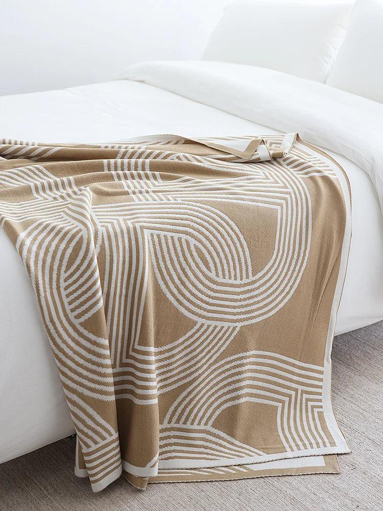 Nordic Geometric Knitted Reversible Blanket │ Luxury Throw Blanket Bedspread - Besontique Home
