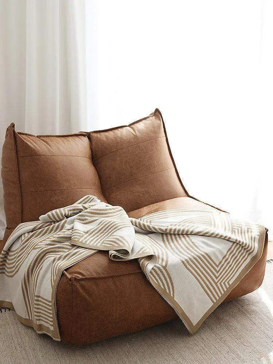 Nordic Geometric Knitted Reversible Blanket │ Luxury Throw Blanket Bedspread - Besontique Home