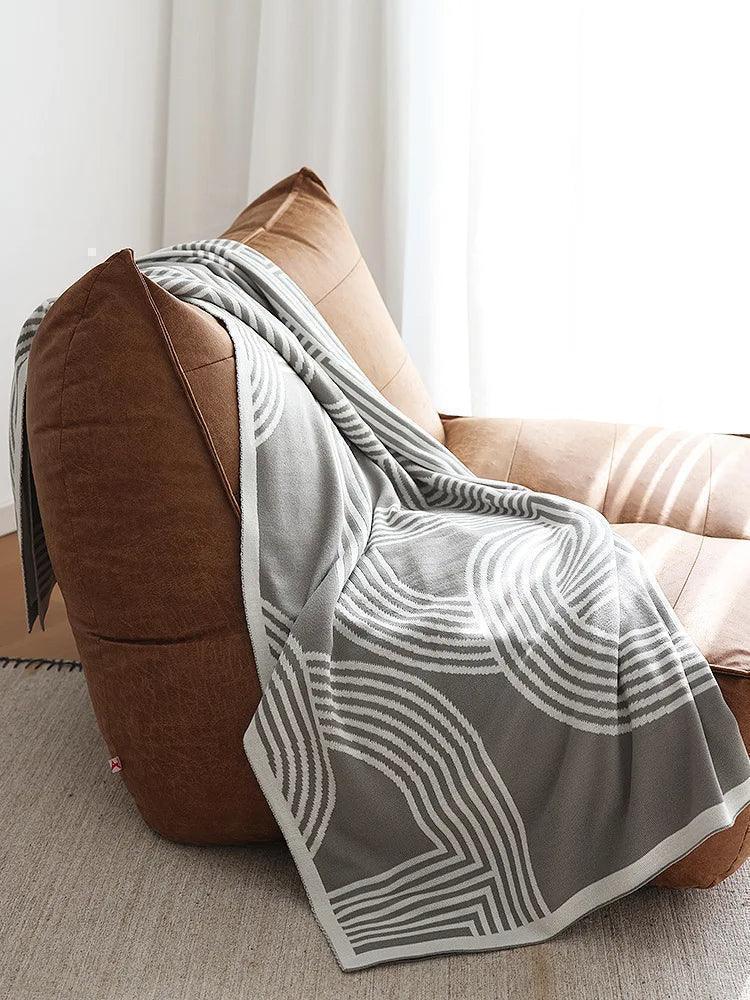 Nordic Geometric Knitted Reversible Blanket │ Luxury Throw Blanket Bedspread - Besontique Home