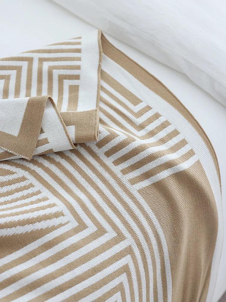Nordic Geometric Knitted Reversible Blanket │ Luxury Throw Blanket Bedspread - Besontique Home