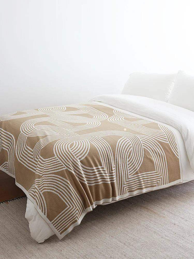 Nordic Geometric Knitted Reversible Blanket │ Luxury Throw Blanket Bedspread - Besontique Home