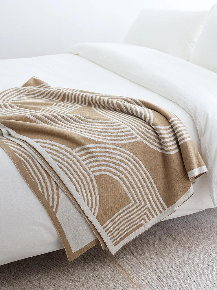 Nordic Geometric Knitted Reversible Blanket │ Luxury Throw Blanket Bedspread - Besontique Home