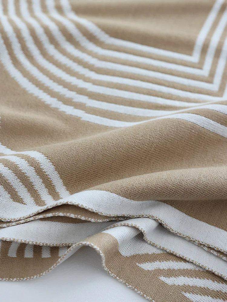 Nordic Geometric Knitted Reversible Blanket │ Luxury Throw Blanket Bedspread - Besontique Home