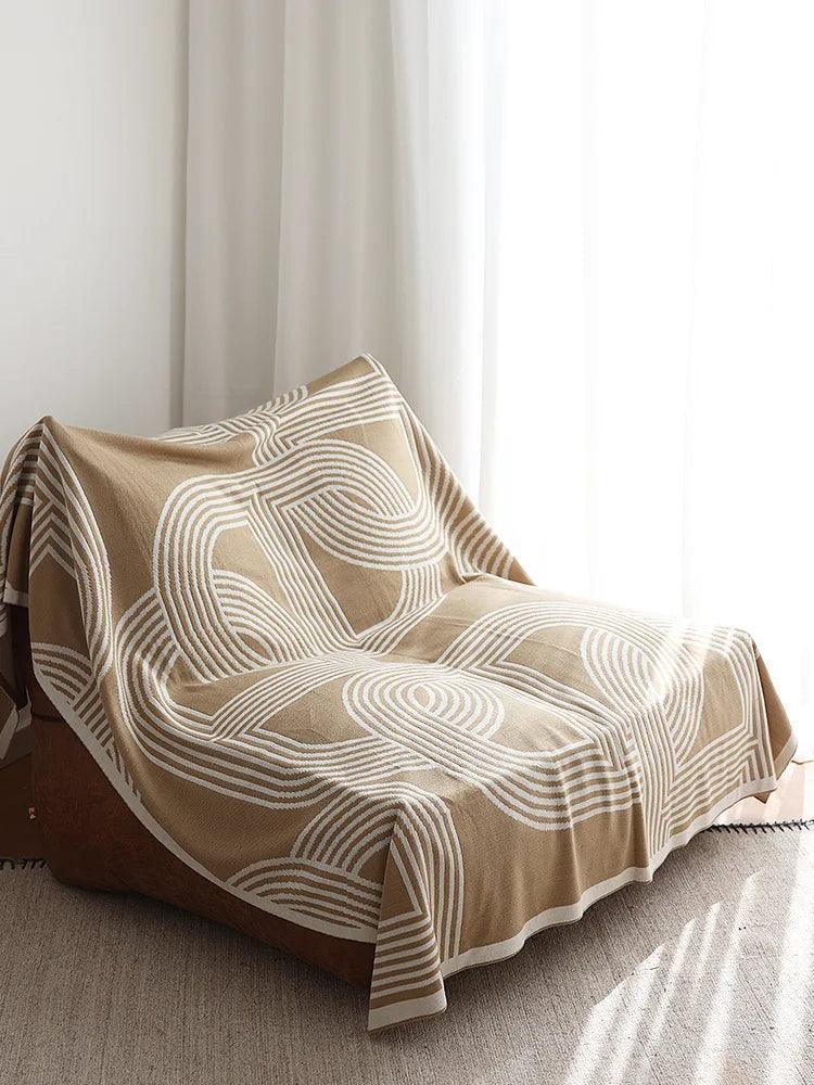 Nordic Geometric Knitted Reversible Blanket │ Luxury Throw Blanket Bedspread - Besontique Home