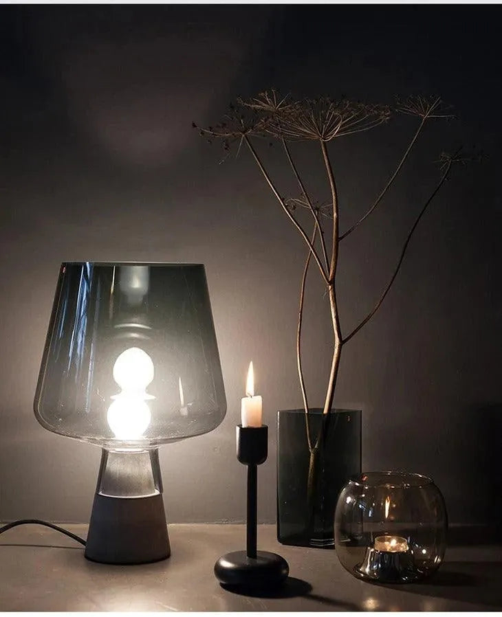 Nordic Glass Cement Table Lamp │ Modern Creative Concrete Desk Lighting in Living Room Bedroom - Besontique Home