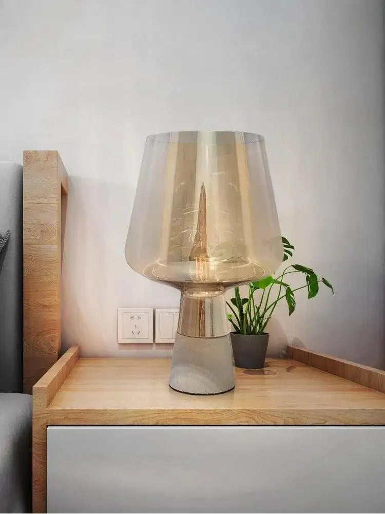 Nordic Glass Cement Table Lamp │ Modern Creative Concrete Desk Lighting in Living Room Bedroom - Besontique Home